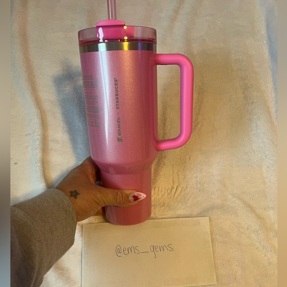 Stanley x Starbucks WINTER PINK Sparkle 40oz Tumbler Authentic in Original Box - Picture 2 of 10
